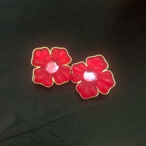 Elegant Red Flower Earrings